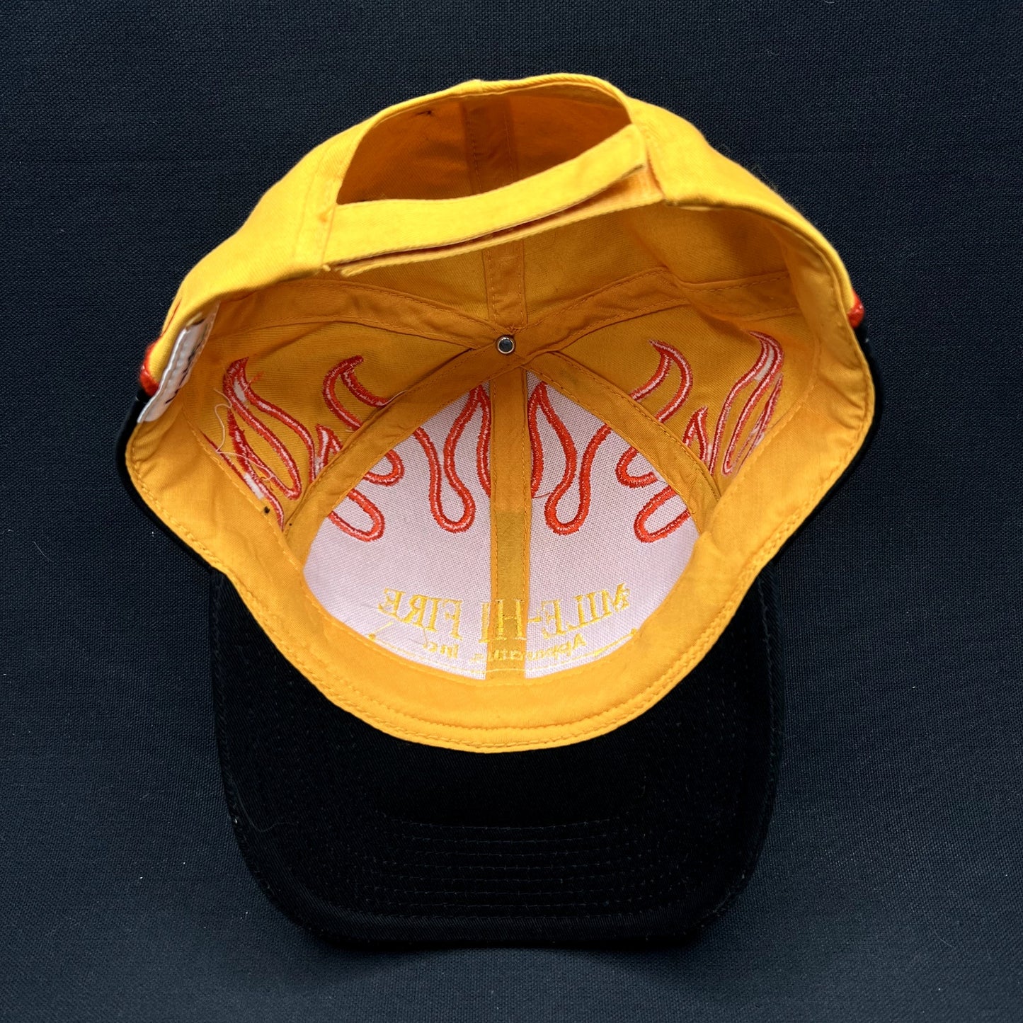 Vintage Mile-Hi Fire Apparatus Flame Strapback Hat Firefighter Wildland Helicopter Cap