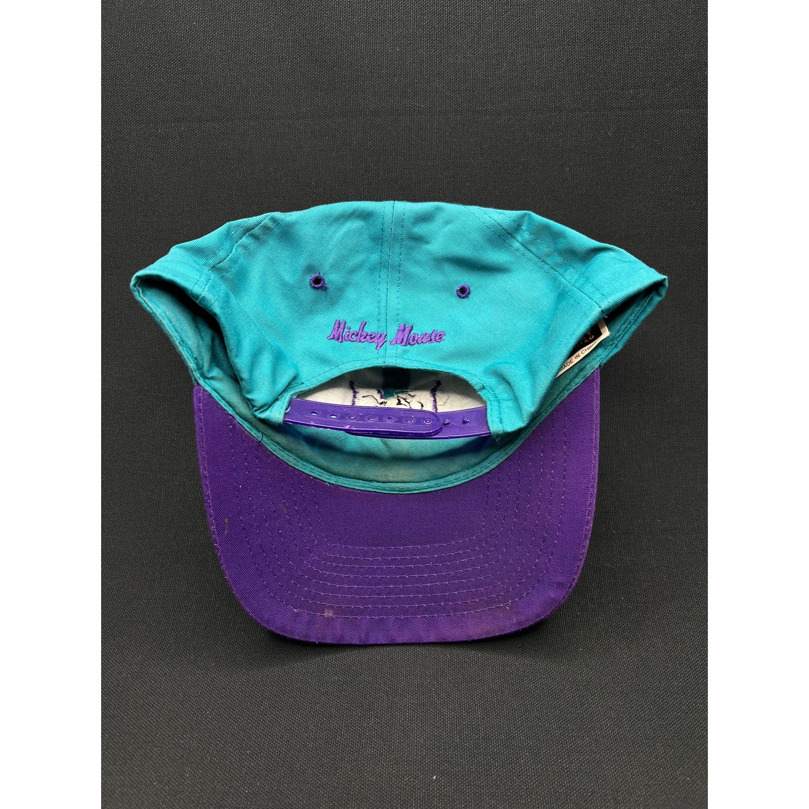 Vintage 1990s Mickey Mouse “M” Hat – Teal & Purple Snapback by Mickey Unlimited (Disney)