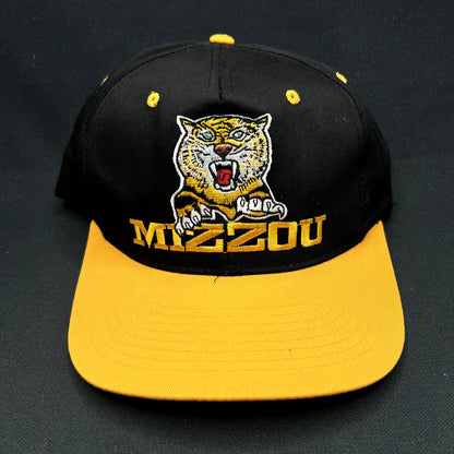 Vintage University of Missouri Mizzou Tigers Snapback Hat Black Yellow 90s