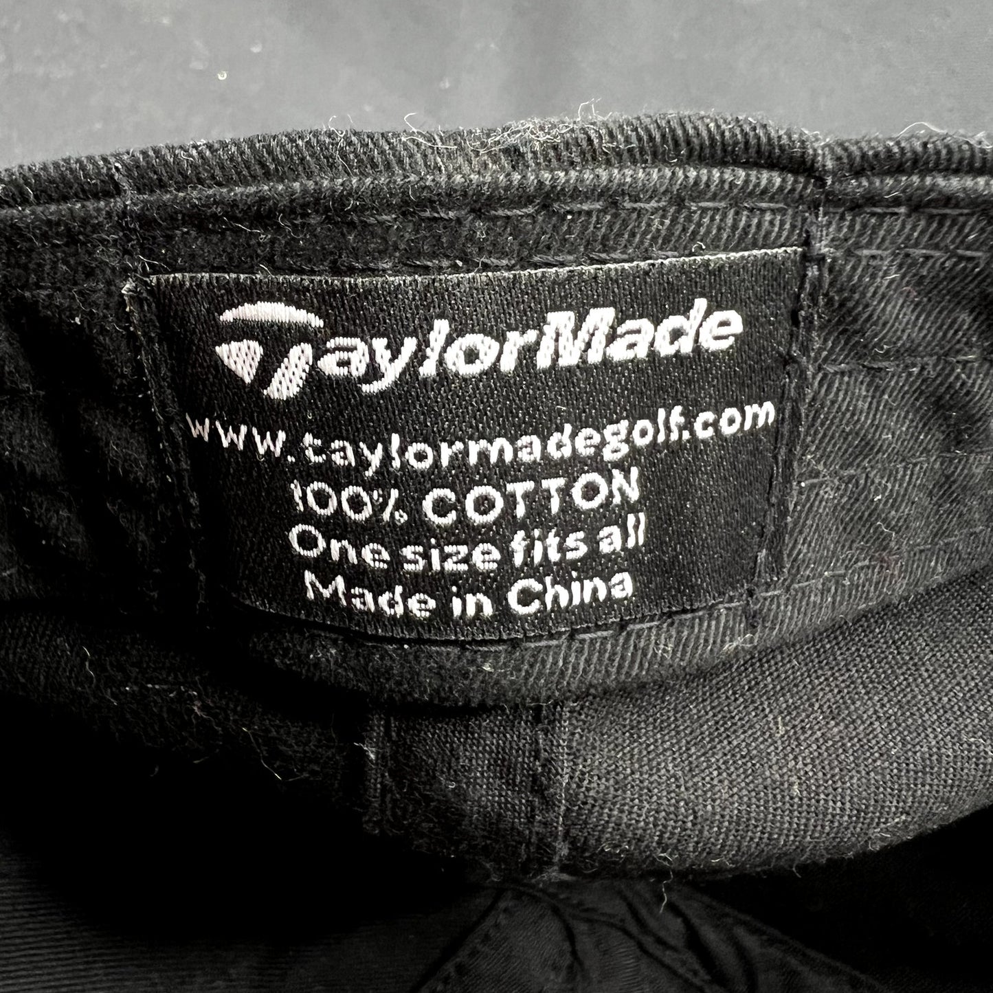 TaylorMade Golf Strapback Hat Black Minimal Logo Dad Cap
