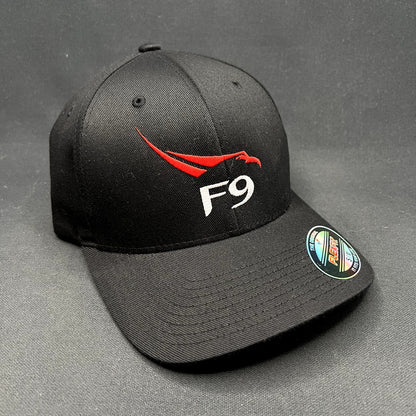 SpaceX Falcon 9 Flexfit Hat Black Red F9 Logo Official S/M SpaceX Employee