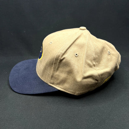 Jack Nicklaus Golden Bear Golf Strapback Hat Khaki Navy Leather Strap Cap