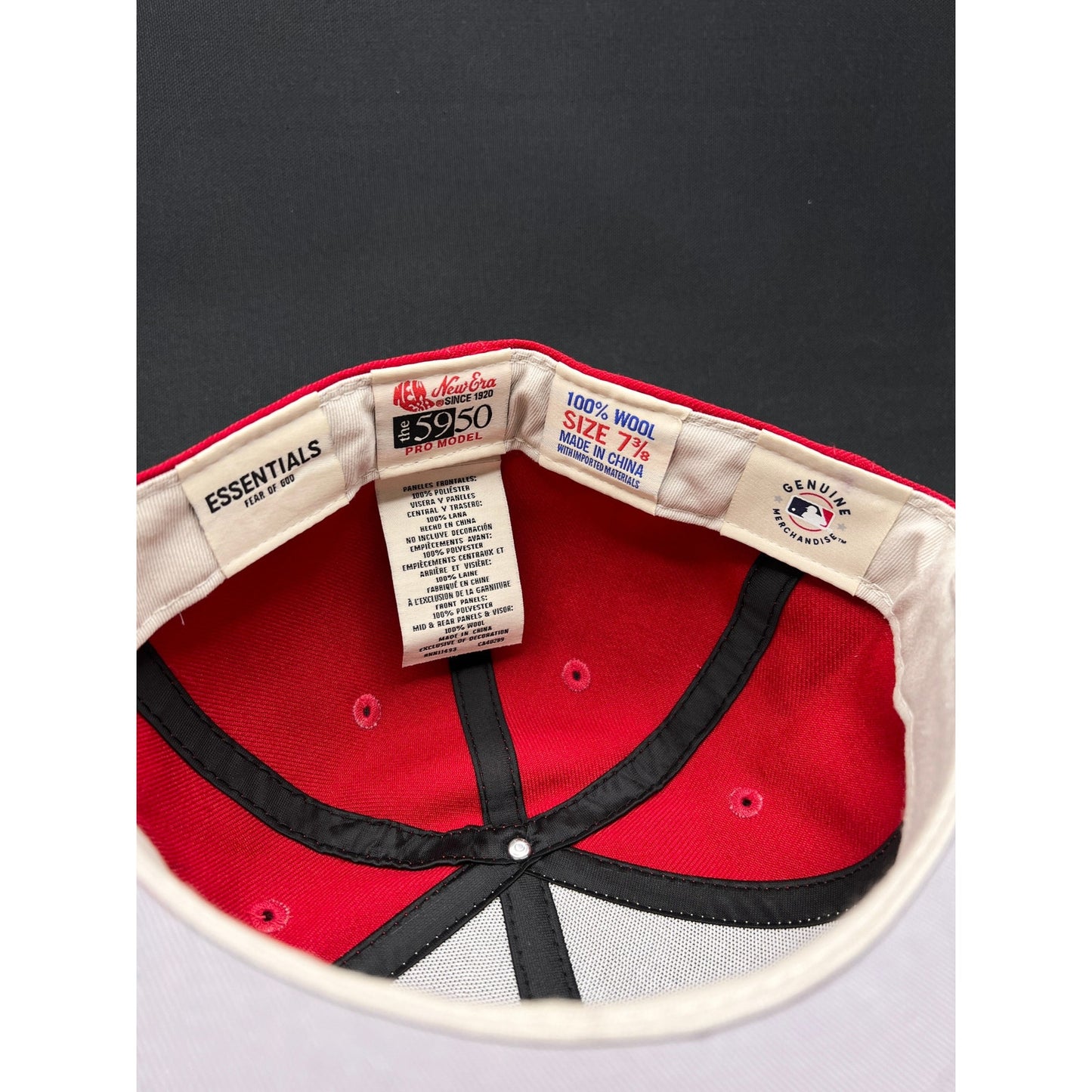 7 3/8 Fear of God Essentials x New Era 59FIFTY Fitted Hat Red White Wool