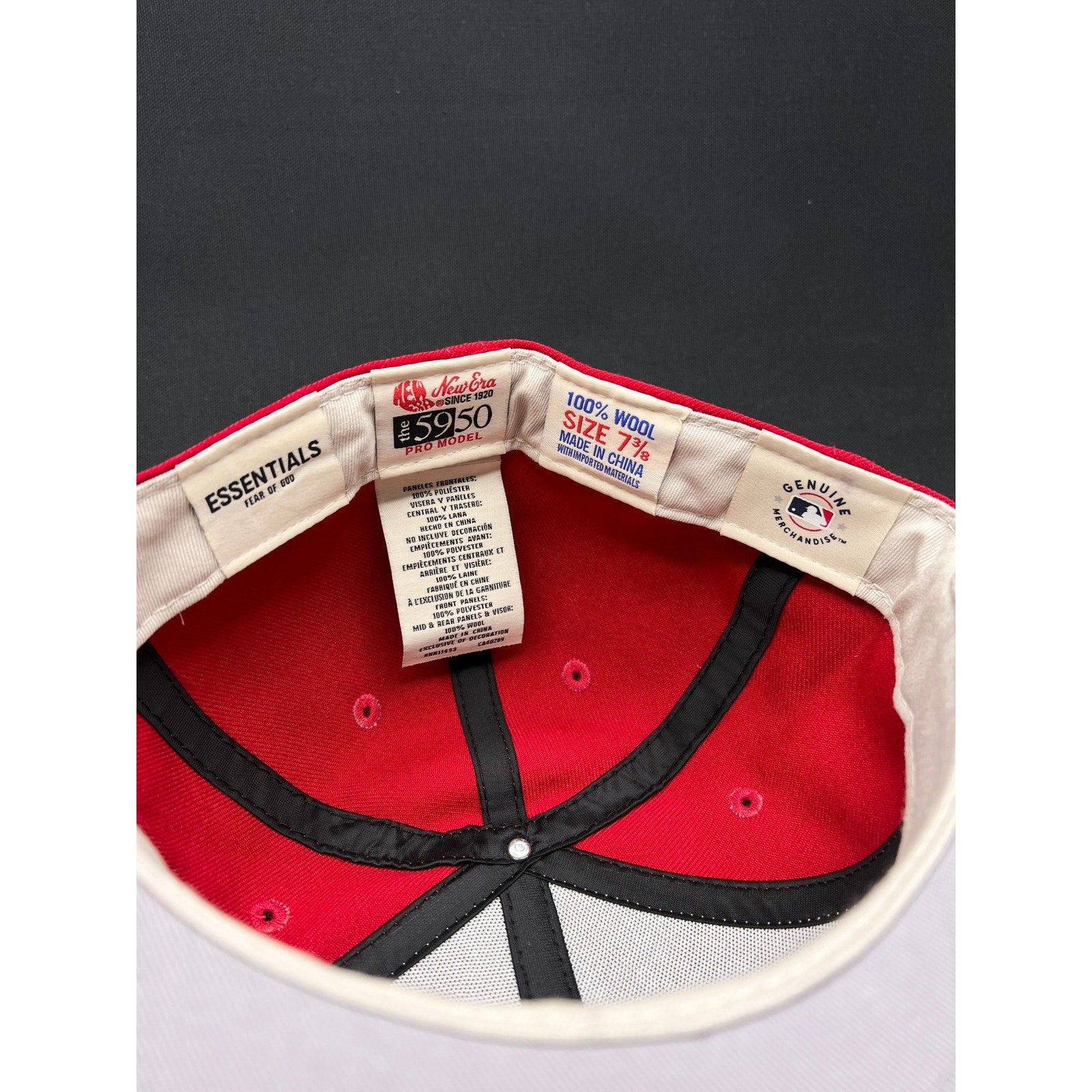 7 3/8 Fear of God Essentials x New Era 59FIFTY Fitted Hat Red White Wool