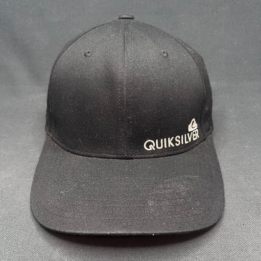 Y2K Quiksilver Flexfit Fitted Hat Black Surf Skate Cap L/XL