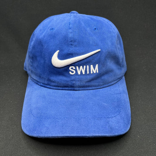 Nike Swim Strapback Hat Blue Swoosh Logo Cap