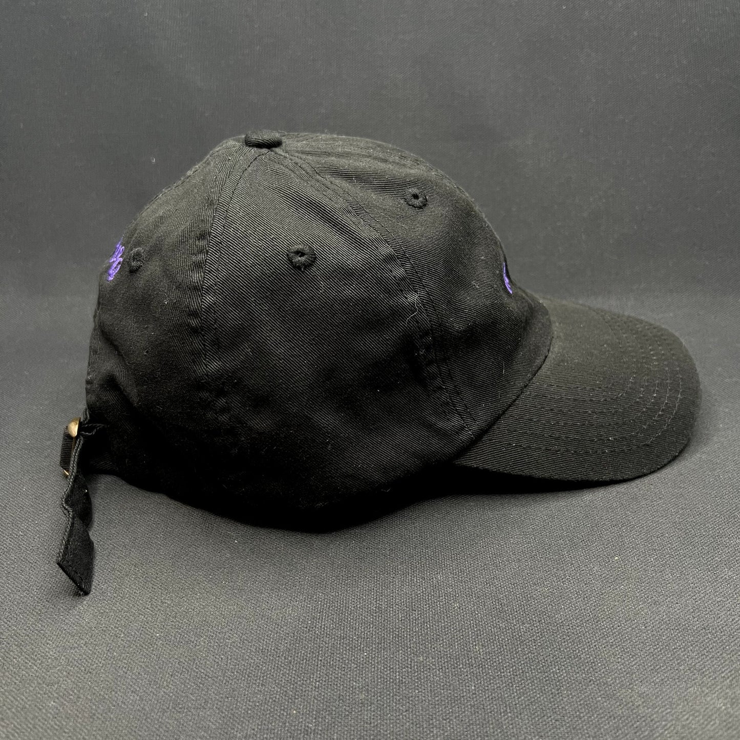 No Notes Canva Strapback Hat Black Purple Embroidered Dad Cap Adjustable