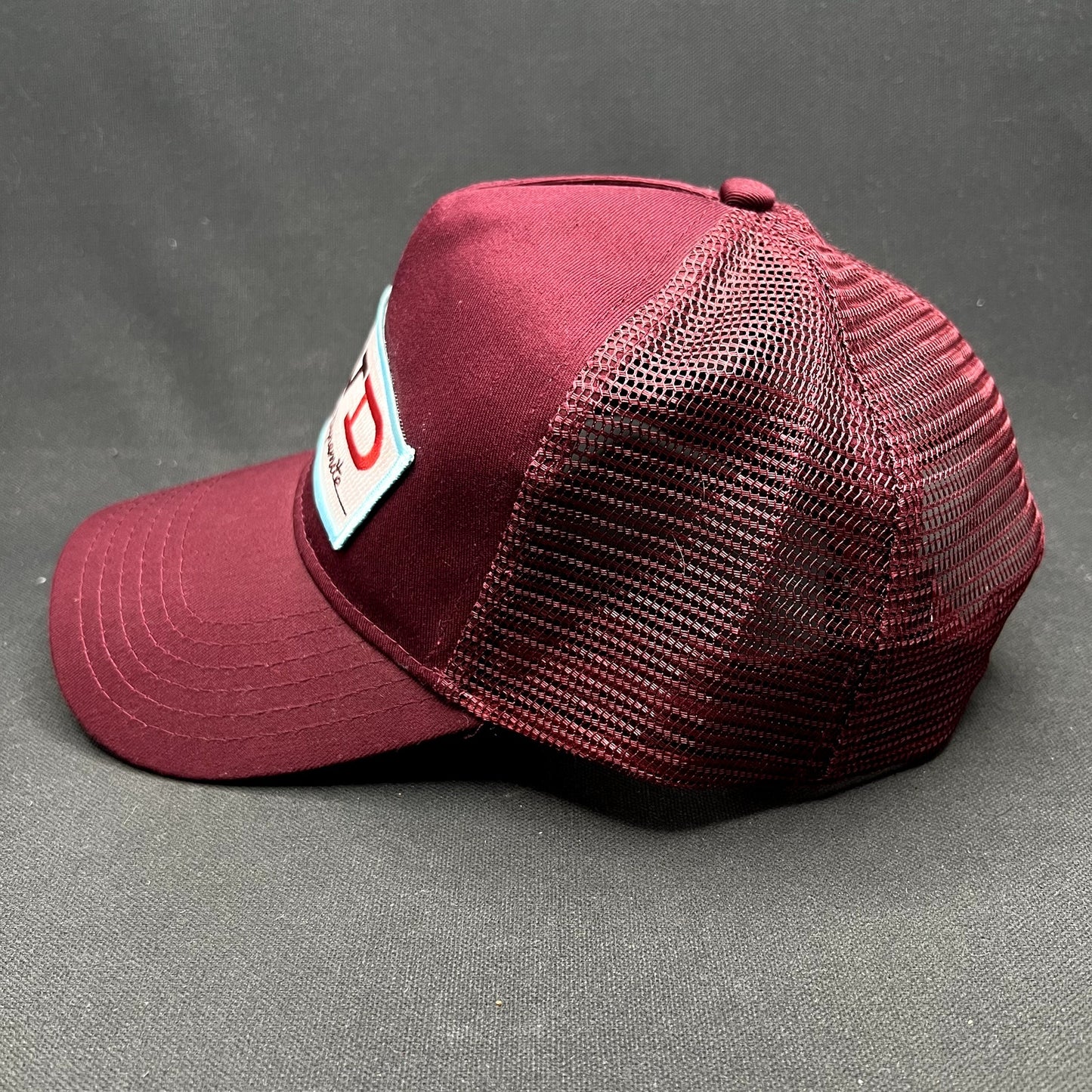 Fishing With Dynamite FWD Otto Snapback Trucker Hat Burgundy Mesh Cap