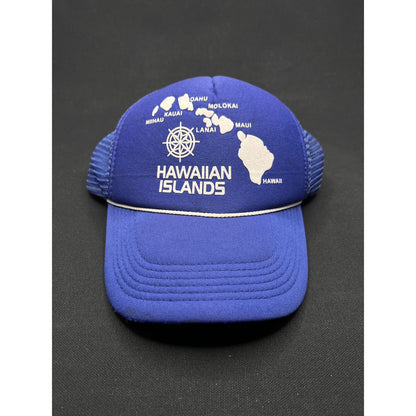Vintage Hawaiian Islands Map Trucker Hat – Royal Blue Mesh Snapback
