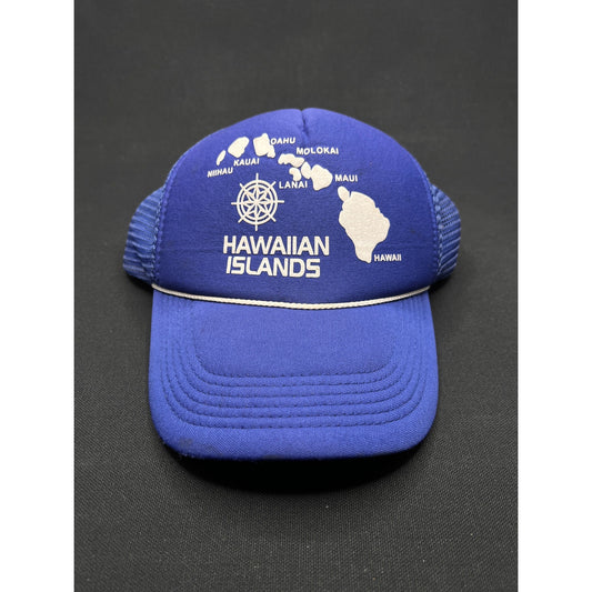 Vintage Hawaiian Islands Map Trucker Hat – Royal Blue Mesh Snapback
