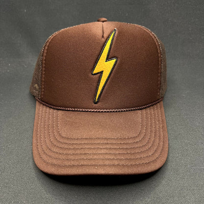 Aviator Nation Lightning Bolt Brown Trucker Snapback Hat