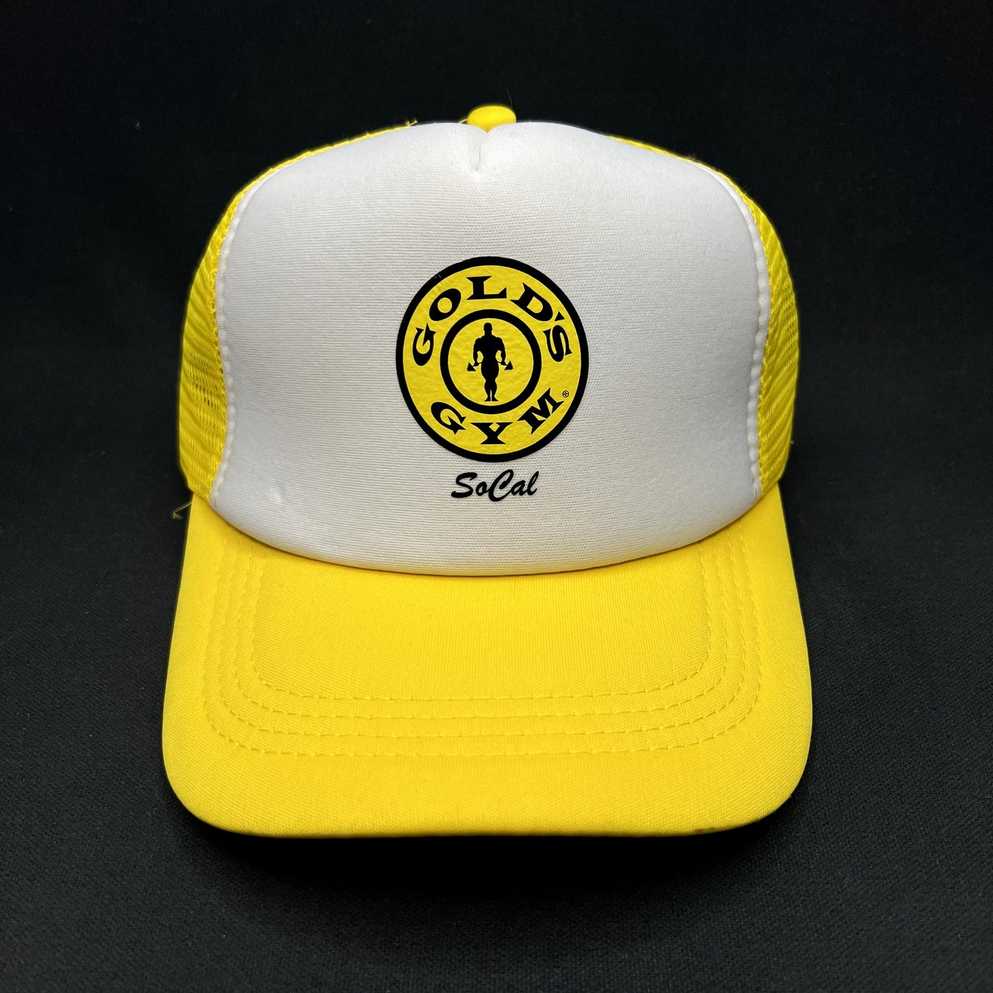 Gold’s Gym SoCal Snapback Trucker Hat Yellow White Fitness Gym California Cap