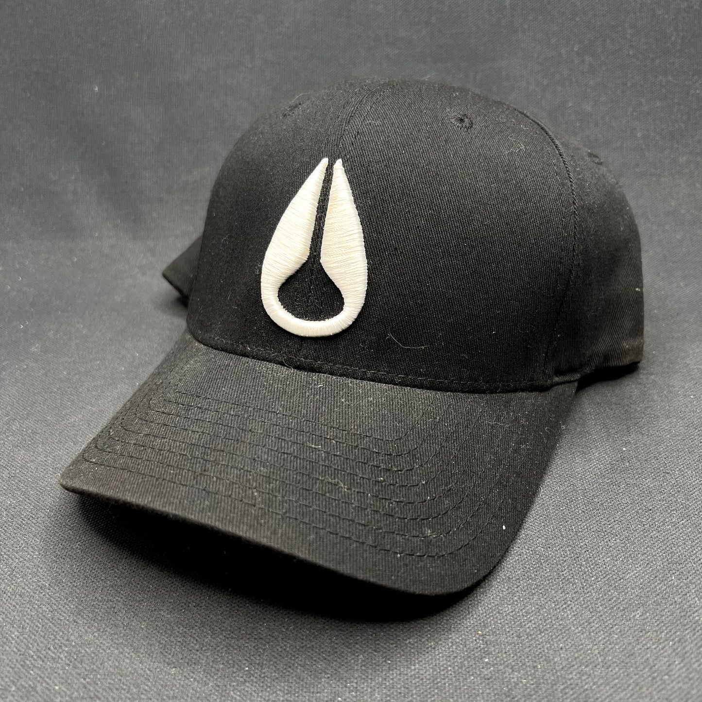 Nixon Watches Flexfit Hat Black White Logo Fitted S/M Cap