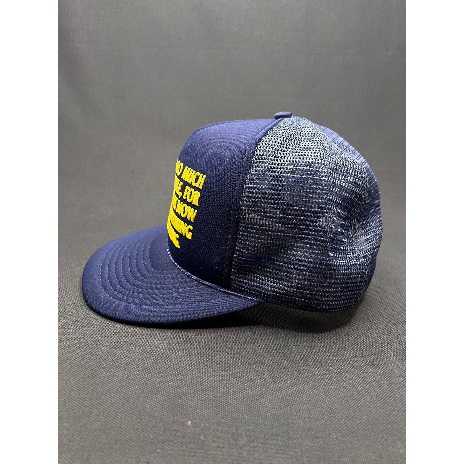 Vintage 1980s Navy Blue Trucker Hat "I Can Do Anything With Nothing" Made in USA