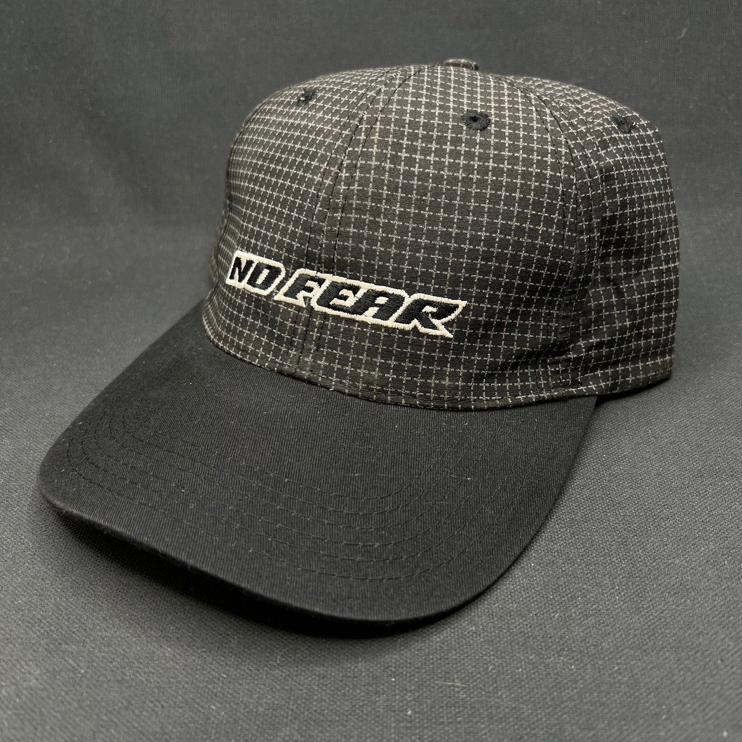 Vintage No Fear Strapback Hat Black Crosshatch Logo 90s USA
