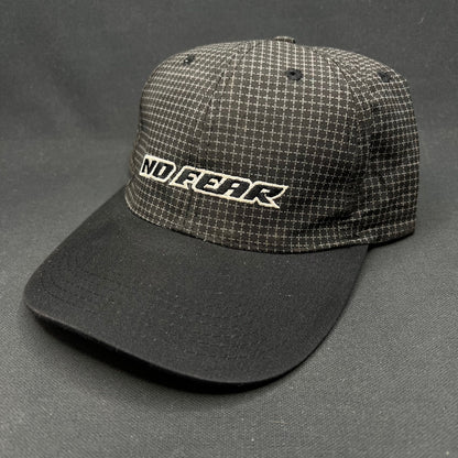 Vintage No Fear Strapback Hat Black Crosshatch Logo 90s USA