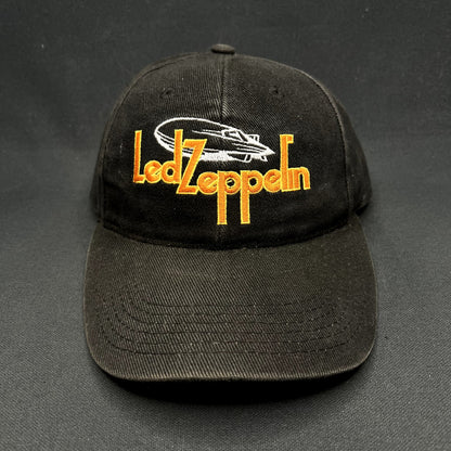 Vintage Led Zeppelin Airship Logo Strapback Hat Black Rock Band Cap 90s Style