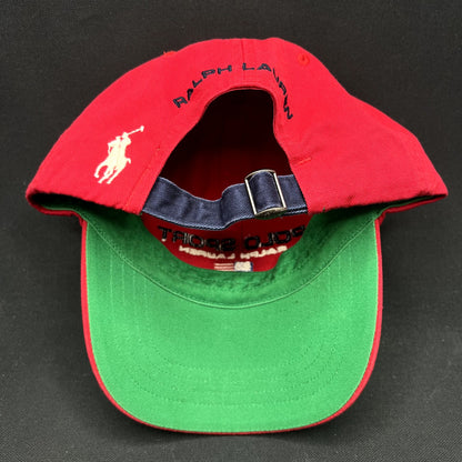Polo Sport Ralph Lauren USA Flag Strapback Hat Red Spellout Cap