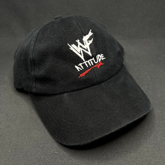 Vintage WWF Attitude Era Snapback Hat Black Made in USA Wrestling