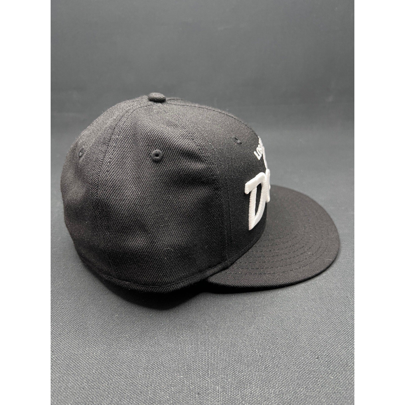 LA Dodgers Black White Script New Era 59FIFTY Fitted Hat New Era MLB 7¼