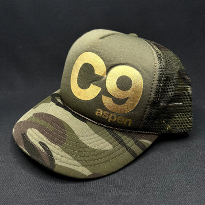 Vintage Cloud 9 Aspen C9 Trucker Snapback Hat Camo Rope Cobra Cap