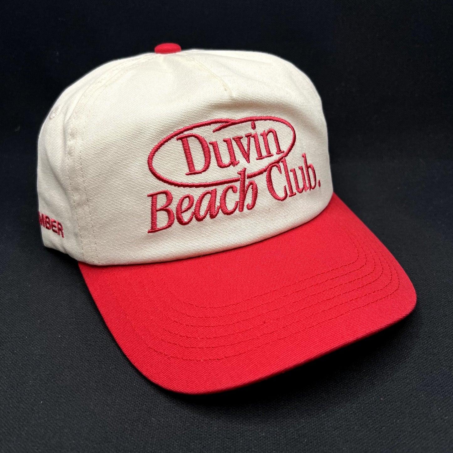 Duvin Beach Club Snapback Hat Red White Surf Skate Cap