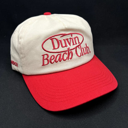 Duvin Beach Club Snapback Hat Red White Surf Skate Cap