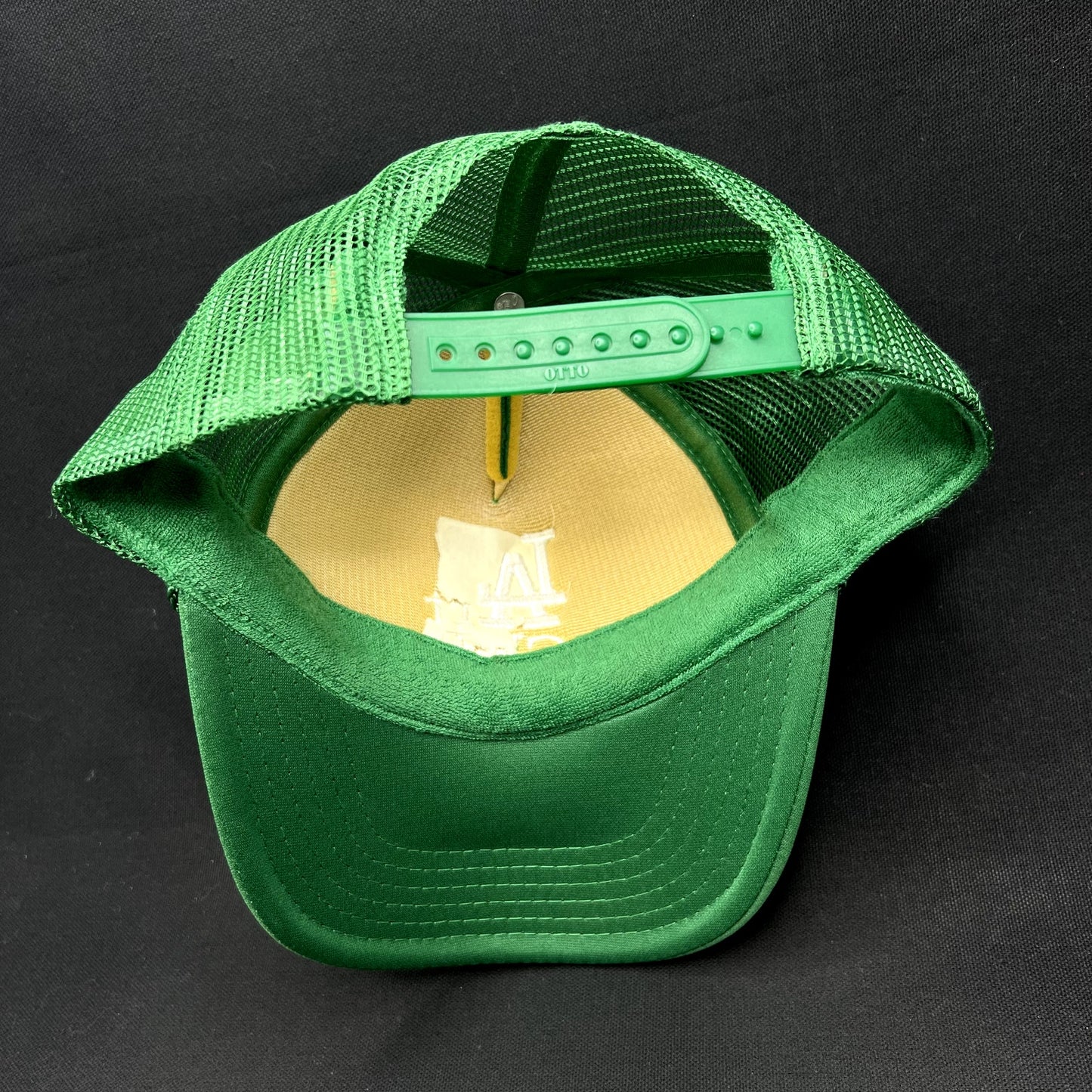 LA Art Club Painted Trucker Snapback Hat Green Custom Graffiti