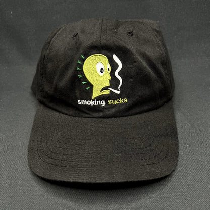 Vintage Smoking Sucks Anti Smoking Snapback Hat Black 90s