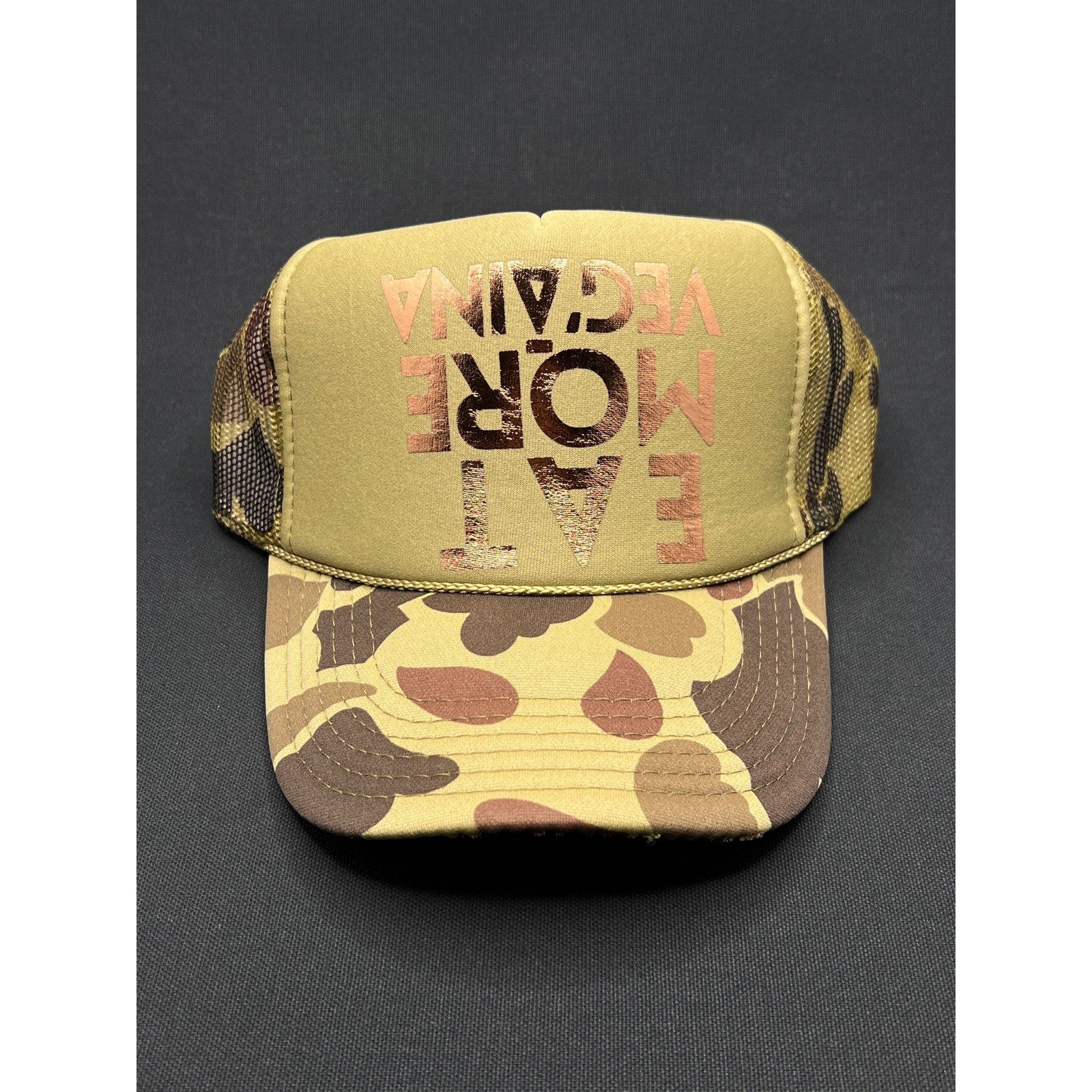 Vintage Eat More Veg'aina Funny Y2K Camo Trucker Hat – Otto Collection
