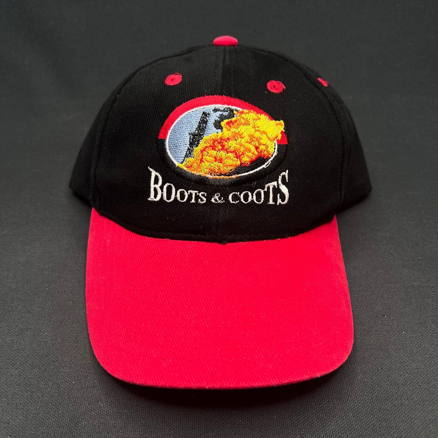 Rare Vintage Boots & Coots Oilfield Firefighters Snapback Hat Red Black