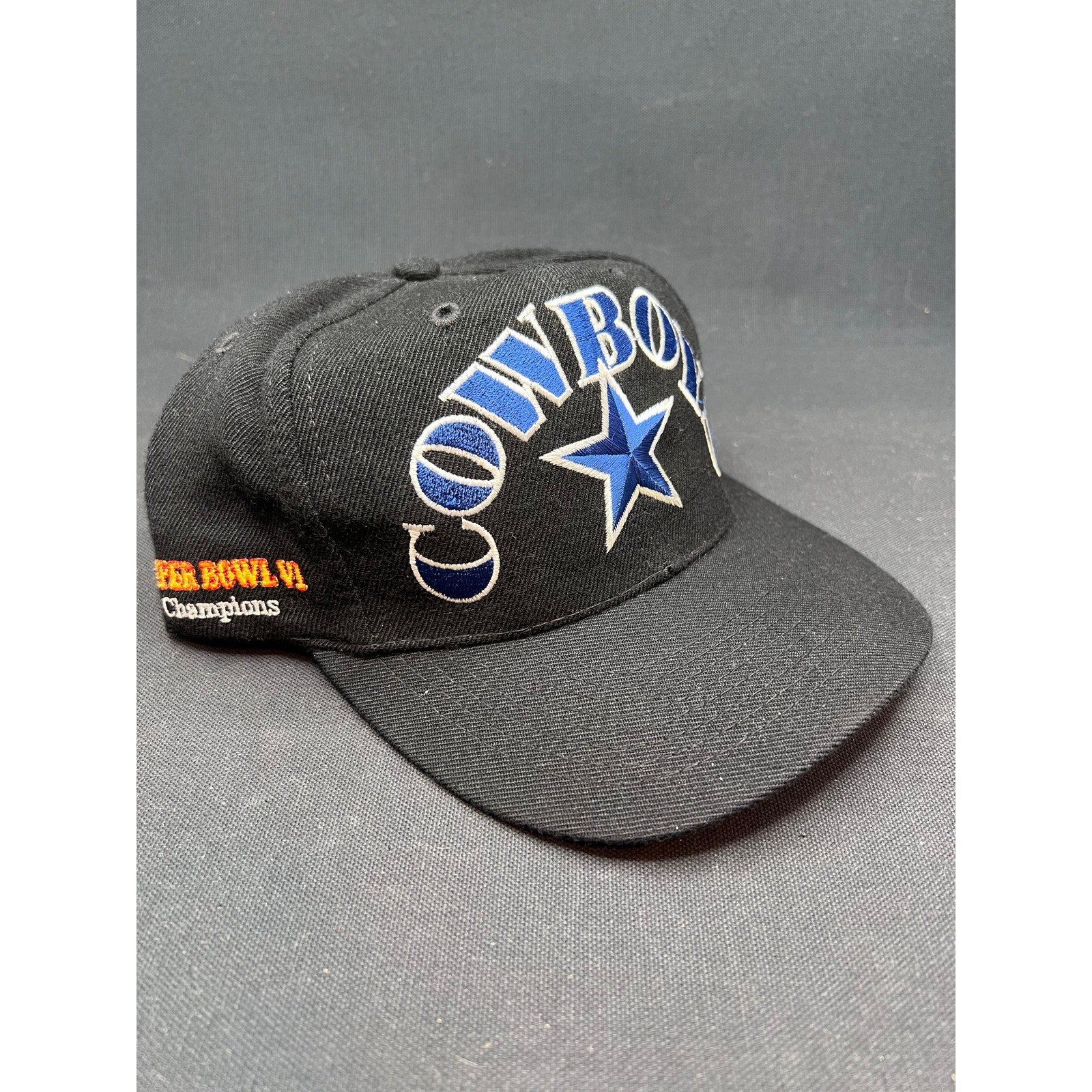 Vintage Dallas Cowboys Snapback Hat AnnCo 5X NFL Super Bowl Champs Black