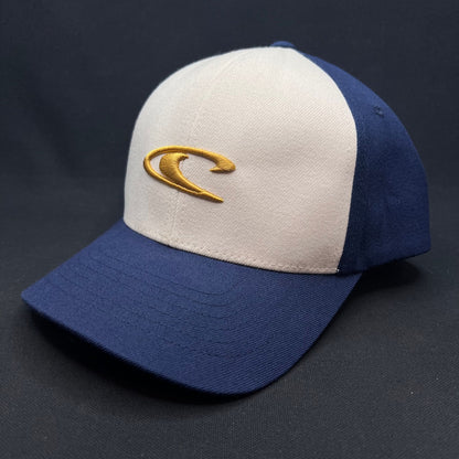 Y2K O’Neill Wave Logo Flexfit Hat Blue White L/XL Surf Cap Oneil