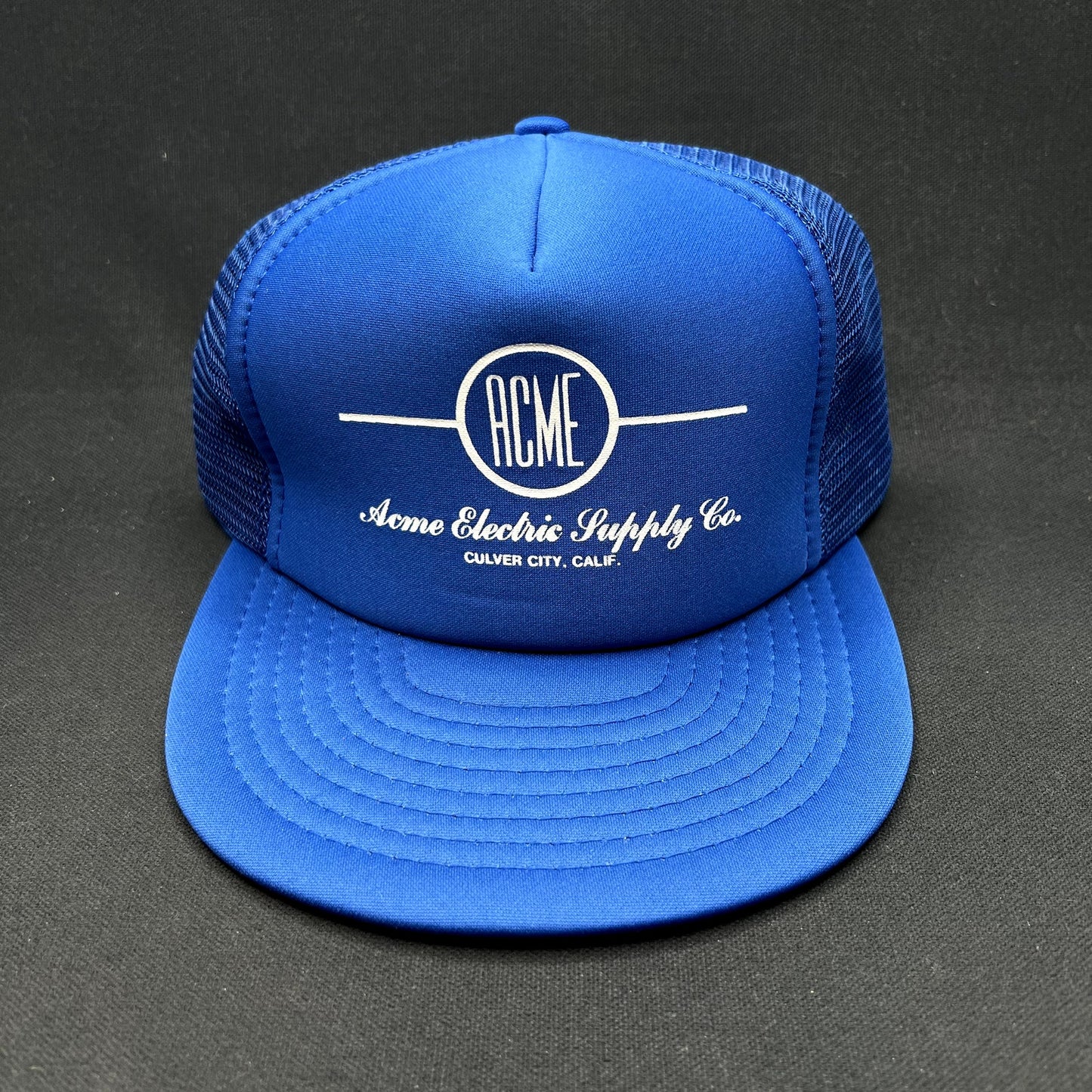 Vintage Acme Electric Supply Co Culver City Mesh Snapback Trucker Hat Blue USA