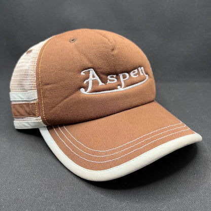 Aspen Colorado Brown Snapback Trucker Hat – Von Dutch Style Ski Cap