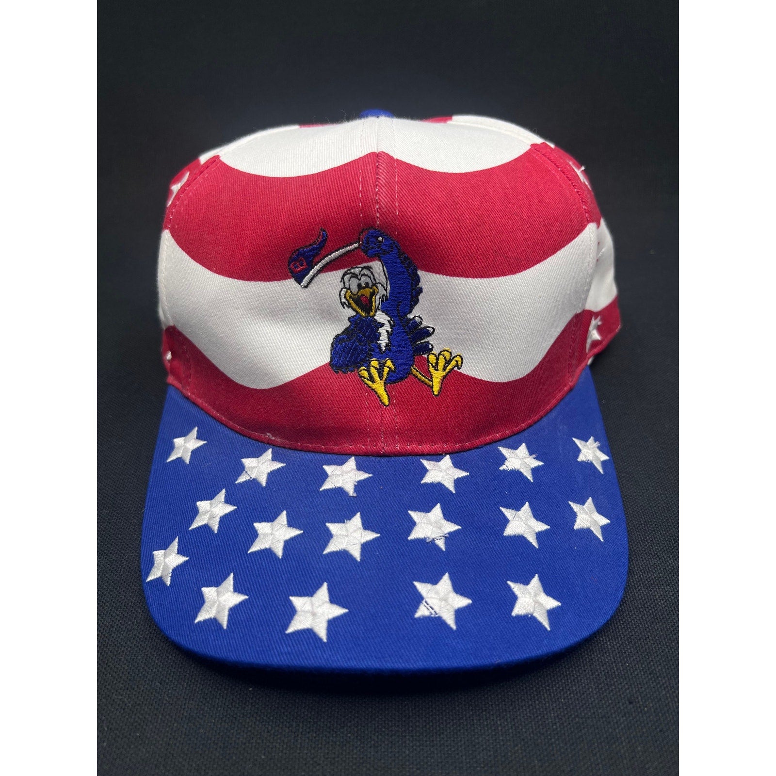 Vintage Bootleg USA Olympics Patriotic Eagle Hat Nissin Cap Red White Blue Stars