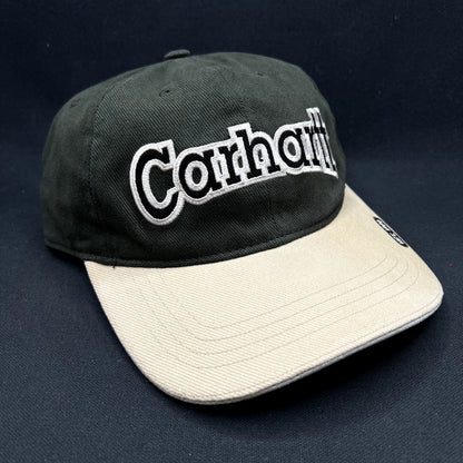 Carhartt Two-Tone Black Khaki Strapback Hat Embroidered Logo Cap