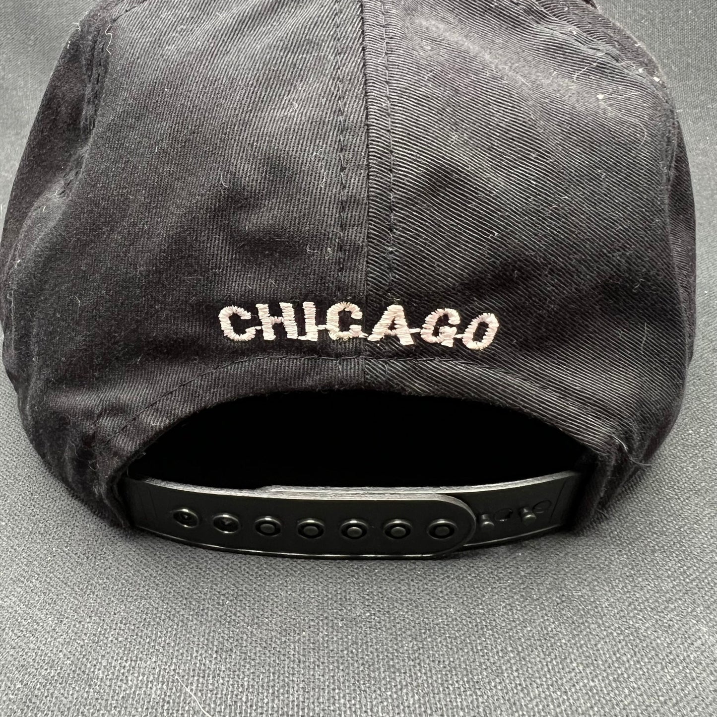 Vintage Chicago Bulls AJD Snapback Hat NBA Korea Black Red Script
