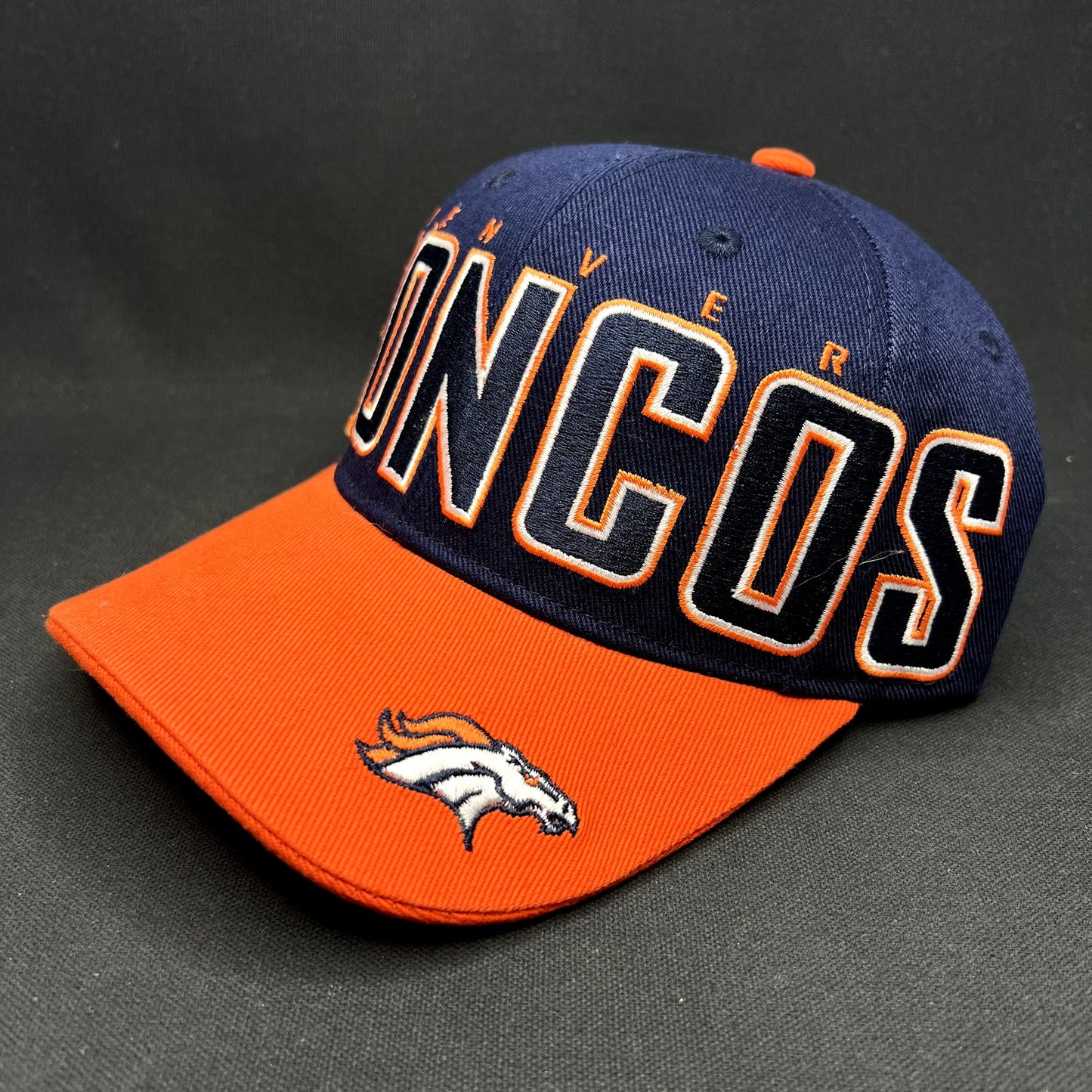 NWT Reebok Denver Broncos Strapback Hat NFL Big Logo Navy Orange Cap