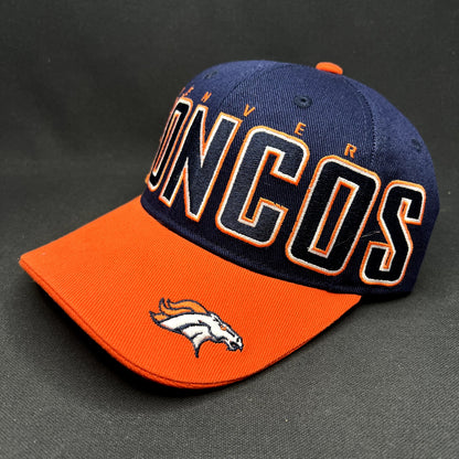 NWT Reebok Denver Broncos Strapback Hat NFL Big Logo Navy Orange Cap