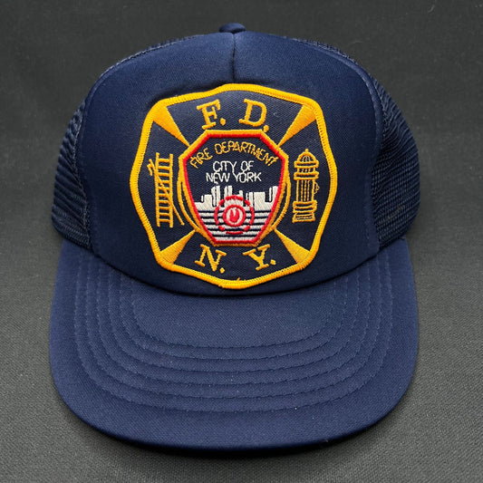 Vintage FDNY Snapback Hat 1980s Fire Dept NYC Patch Mesh USA