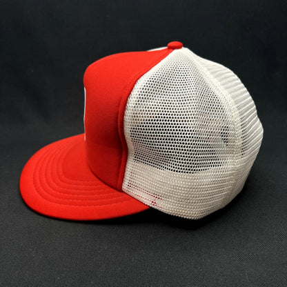 Vintage 1980s Domino’s Pizza Sample Trucker Snapback Hat Red White USA