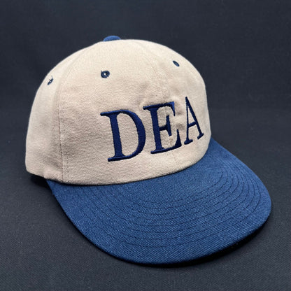 Vintage DEA Strapback Hat Yupoong Cotton Two Tone Blue Tan Cap