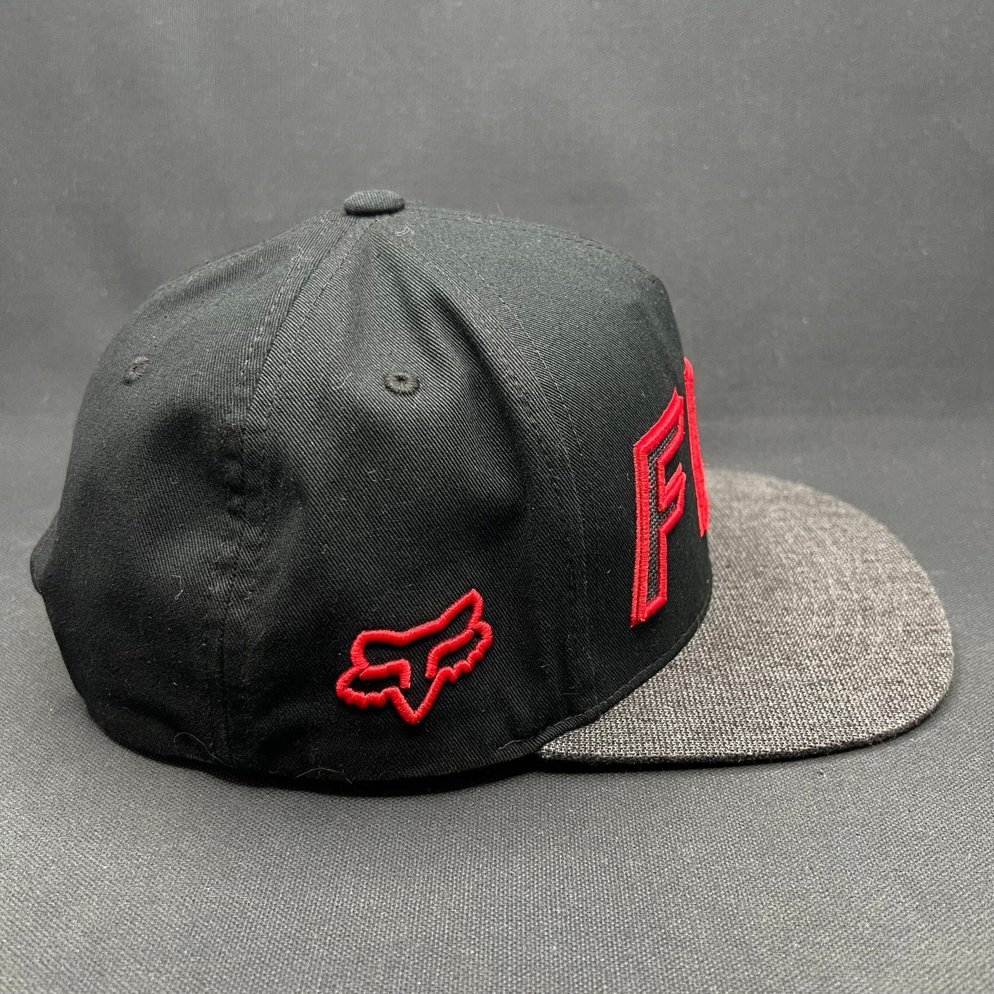 Fox Racing Snapback Hat Black Red Logo Flat Bill Cap OSFA