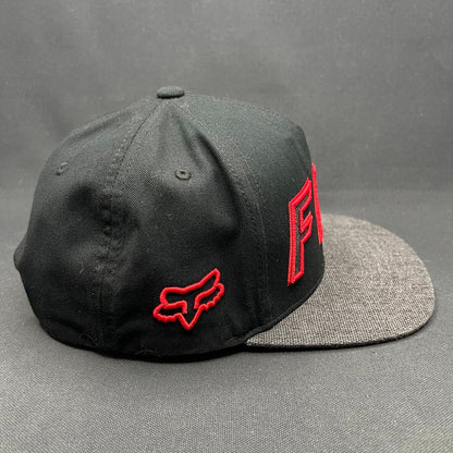 Fox Racing Snapback Hat Black Red Logo Flat Bill Cap OSFA
