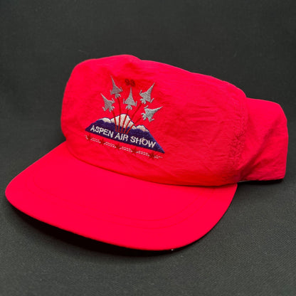 Vintage 1993 Aspen Air Show Snapback Hat Neon Red Jets Cap USA