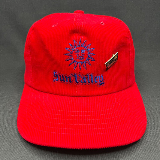 Vintage Sun Valley Idaho Corduroy Snapback Hat w/ Original Pin