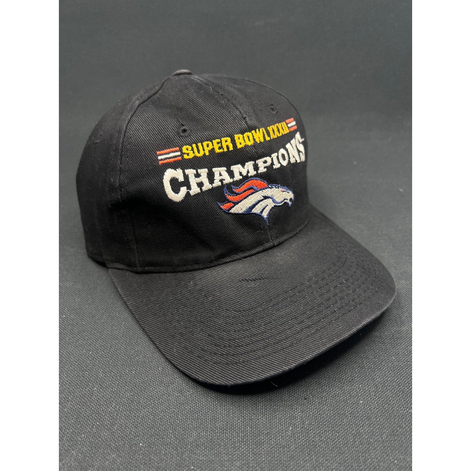 Vintage 1998 Denver Broncos Super Bowl XXXII Champions Hat – Headmaster Black Strapback