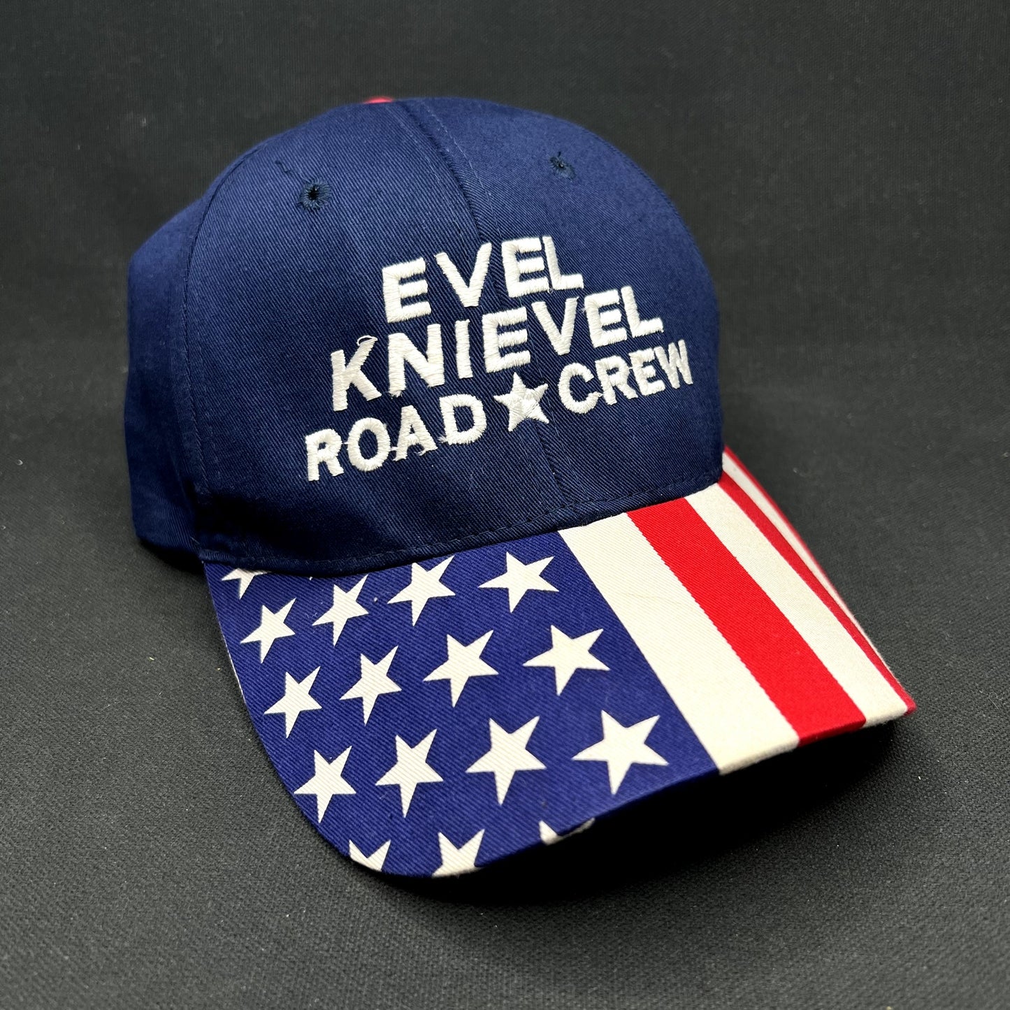 Y2K Evel Knievel Road Crew American Flag Strapback Hat
