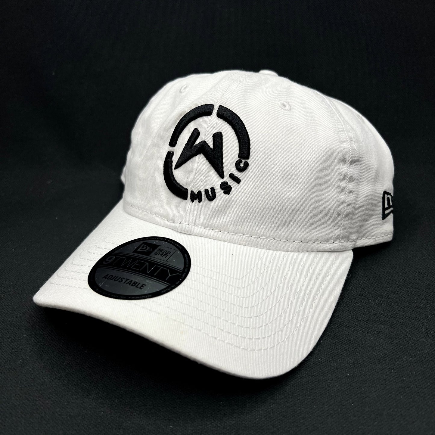 Music Logo New Era 9TWENTY Strapback Hat White Black Dad Cap